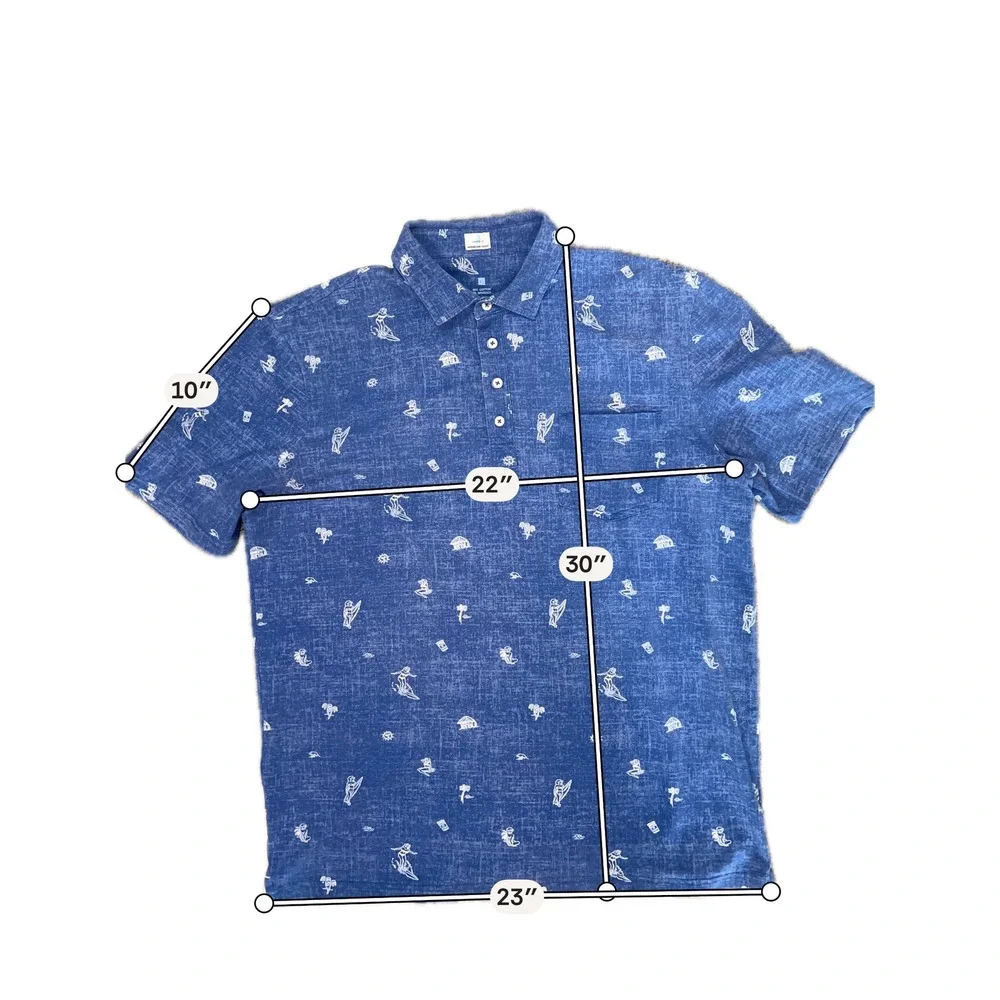 Johnnie-O‎ Hangin Out Buddy Polo Shirt Mens XL Oceanside Blue Hula Girl Kapalua